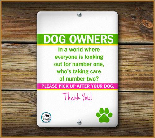 PLEASE PICK UP AFTER YOUR DOG SIGN - Aw Paws