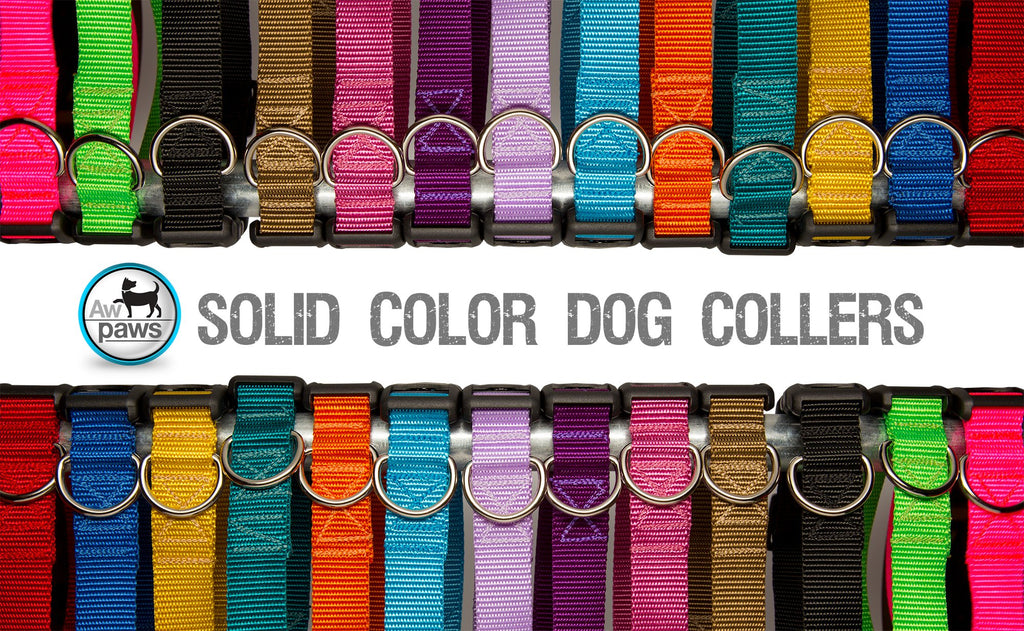 Solid Colored Dog Collars - Aw Paws