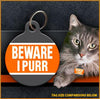 Beware I Purr Cat ID Tag