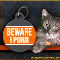 Beware I Purr Cat ID Tag