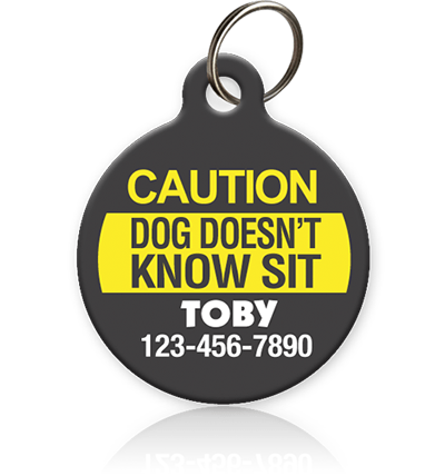 Caution Dog Pet ID Tag - Aw Paws