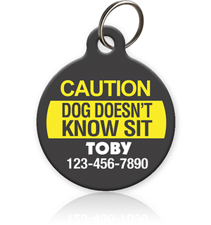 Caution Dog Pet ID Tag - Aw Paws