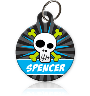 skull pet id tag