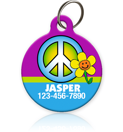 peace sign pet id tag