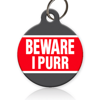 Beware I Purr Cat ID Tag