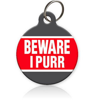 Beware I Purr Cat ID Tag